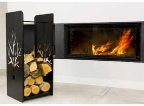 Kovový stojan na drevo Tree, 40x100 cm, čierna