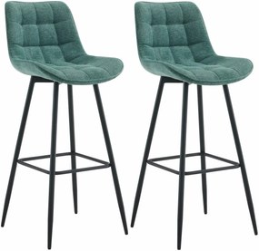 Design-Shop 2x Barová stolička Dartford - látka - Zelená