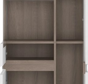 Vysoká vitrína Linate, biely lesk/dub, ľavá