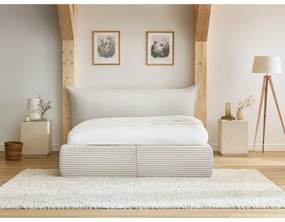 Béžová čalúnená dvojlôžková posteľ s úložným priestorom s roštom 180x200 cm Jade – Bobochic Paris