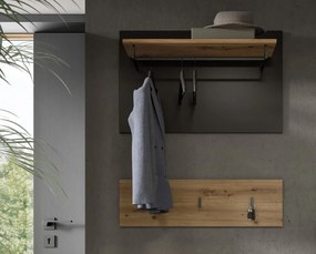 Dvojdielny šatníkový panel Cano, 80 cm, šedá/dub artisan