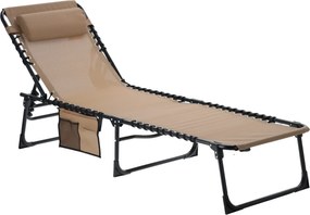 LEHÁTKO / SKLADACIA ZÁHRADNÁ LEHÁTKA 190 x 58 x 30 CM S VRECKOM KRÉMOVÁ *6902