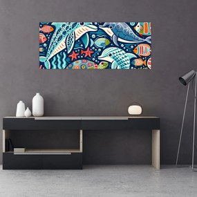 Obraz – Kreslené vodné zvieratká (120x50 cm)
