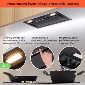 Klarstein Camila, vstavaný digestor, 52 cm, 369 m³/h, LED, dotyková plocha, nehrdzavejúca oceľ