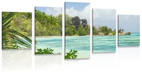 5-dielny obraz nádherná pláž na ostrove La Digue - 200x100