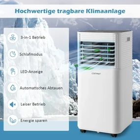 4 v 1 mobilná klimatizácia 9000 BTU Chladenie a vetranie a odvlhčovanie Klimatizácia s čiernym vekom 16 ℃ - 32 ℃