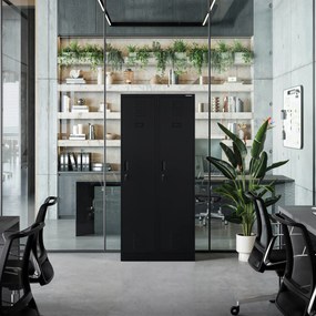 BHP šatníková skriňa KACPER so štyrmi priehradkami, 800 x 1800 x 500 mm, čierna farba
