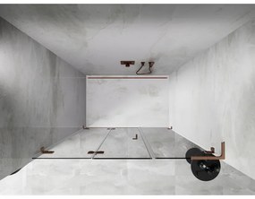 Mexen Lunar-F, L skladacie ľavé sprchové dvere 120 cm, 8mm číre sklo, medený matný profil, 836SL-120-050-65-00-L
