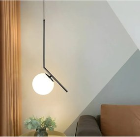 Toolight Toolight, stropná lampa sklenená guľa G107-1W, čierna-biela, OSW-09732