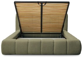 Zelená čalúnená dvojlôžková posteľ s úložným priestorom s roštom 140x190 cm Denali – Bobochic Paris