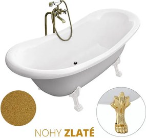 Besco Voľne stojaca vaňa zo sanitárneho kompozitu Amelia Glam Z 190x77 bez prepadu BESCO-Typ výpuste: Click-Clack bez prepadu, chróm, BESCO-Nôžky: Ch…