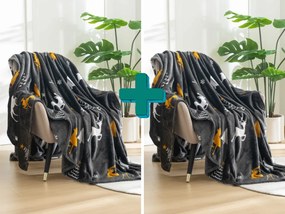 2x Tmavosivá vianočná mikroplyšová deka WHITE TREES 150x200 cm