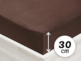 Jersey napínacie prestieradlo na vysoký matrac JR-026 Čokoládovo hnedé 140 x 200 - výška 30 cm