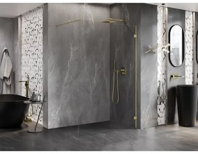 Mexen Lunar sprchová stena pravá 90 x 200 cm, 8mm číre sklo, zlatá matná, 830-090-000-55-00-P