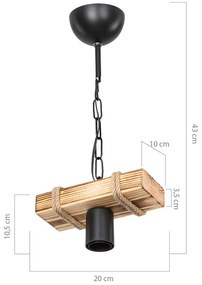 Stropné svietidlo v čierno-prírodnej farbe 10x20 cm – Squid Lighting