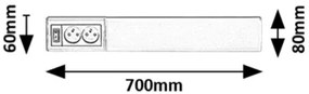 Rabalux BATH 2E LED podlinkové svietidlo s vypínačom a 2x zásuvkou, 70 cm