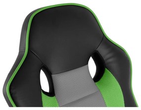 Detská herná stolička KIDDO— PU koža, látka, čierno-zelená