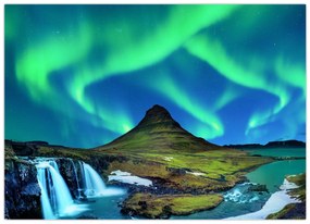 Sklenený obraz - Kirkjufell, Island (70x50 cm)
