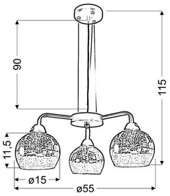 Luster na lanku CROMINA 3xE27/60W/230V