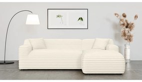 Krémová menčestrová rohová pohovka (pravý roh/s leňoškou) Martin – Ropez