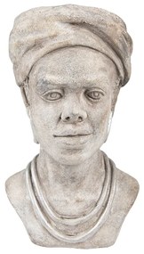 Sivý cementový kvetináč hlava ženy - 17*16*27 cm