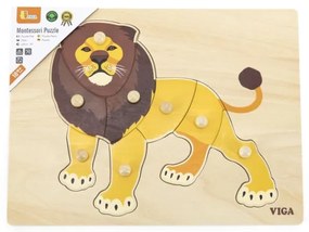 Viga Drevené Montessori puzzle - lev
