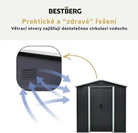 Záhradný domček BestBerg ZDB-2A / 2,5 m² / 194 x 131 x 184 cm / šedá