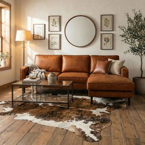 XXXLutz ROHOVÁ SEDAČKA, textil, koža, koňaková Livetastic - Sedačky - 002951015231