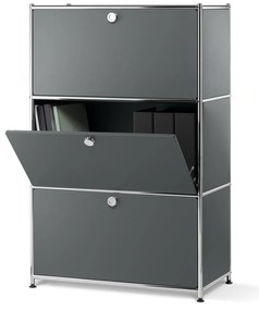 Kovový regál »CN3« s 3 výklopnými priehradkami, sivý