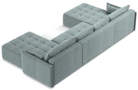 Modrá rozkladacia/s úložným priestorom rohová pohovka (do tvaru "U") Moku – Makamii