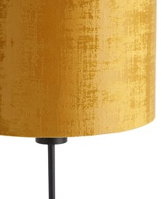 Stolná lampa čierna zamatový tienidlo zlatá 25 cm nastaviteľná - Parte