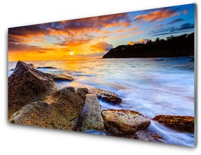 Obraz na skle Kamene more príroda 120x60 cm