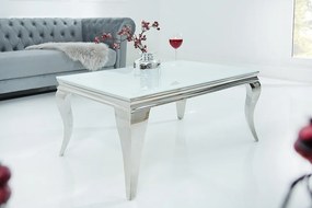 Sklenený konferenčný stolík Barock White biela strieborná 100cm