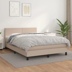Boxspring posteľ s matracom kapučínová 140x200 cm umelá koža 3141010