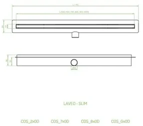 Laveo Slim, lineárny odtok s mriežkou 70 cm, ružové zlato, LAV-COS_870D