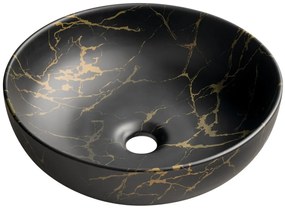 Sapho Sapho, RONDANE keramické umývadlo na dosku, priemer 41cm, mramor portoro, AR435PT