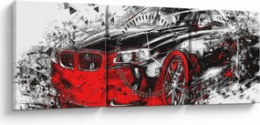 Obraz - Maľované auto v akcii (s hodinami) (90x30 cm)