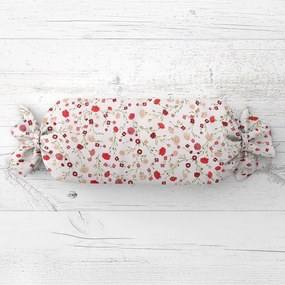 Biante Vankúš valec bonbon Sandra SA-719 Červeno-béžové drobné kvietky na bielom 15x60 cm