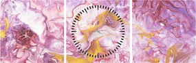 Obraz - Ružová abstrakcia (s hodinami) (90x30 cm)