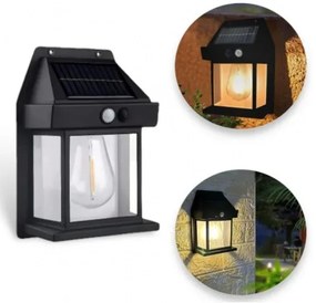 Solárna záhradná nástenná lampa Solar Interaction YX-777 - čierna