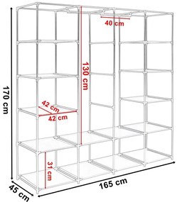 Textilná šatníková skriňa s policami Olena čierna