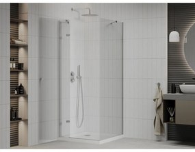 Mexen Roma, sprchovací kút 80 (dvere) x 80 (stena) cm, 6mm číre sklo, chrómový profil + slim sprchová vanička 5cm, 854-080-080-01-00-4010