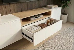 TV-skrinka 47807 Loft 160cm Biela/Prírodná Dub Dyha  - Komfort-nábytok