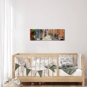 Obraz ulice na Sardínii (s hodinami) (90x30 cm)