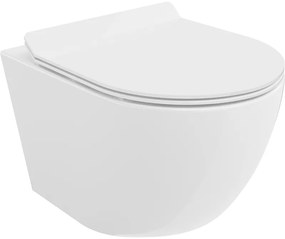Mexen LENA Rimless, závesná WC misa so sedátkom pomaly-padajúcim SLIM, 48 x 36 cm, biela, 30224000