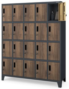 Skriňa s priehradkami s 20 priehradkami ROBERT, 1360 x 1720 x 450 mm, Eco Design: antracit/ orech