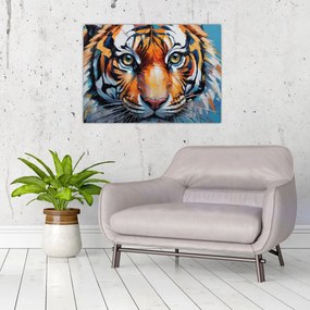 Sklenený obraz - Pohľad tigra, maľba (70x50 cm)
