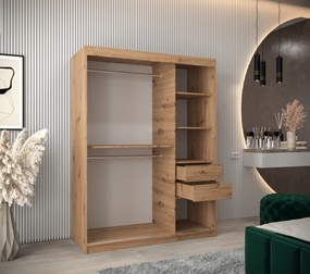 Šatníková skriňa 150 cm Milain (dub artisan). Akcia -20%. Vlastná spoľahlivá doprava až k Vám domov. 1125999
