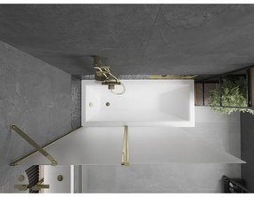 Mexen Flip, vaňová zástena 1-krídlová 140 x 150 cm, otočné krídlo, 6 mm námraza sklo, zlatý profil, 894-140-101-50-30