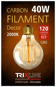 Žiarovka Carbon filament E27 G80 40W